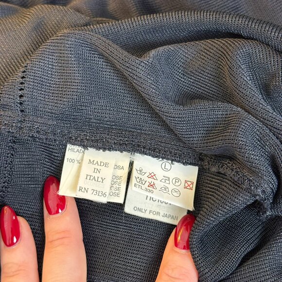 MaxMara Boat Neck Sheer Tunic Knit Top Sweater Made in Italy size Large - Picture 10 of 11